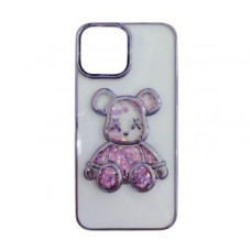 Ilike Aizmugurējais vāciņš iLike Apple iPhone 15 Silicone Case Print Desire Bear Purple