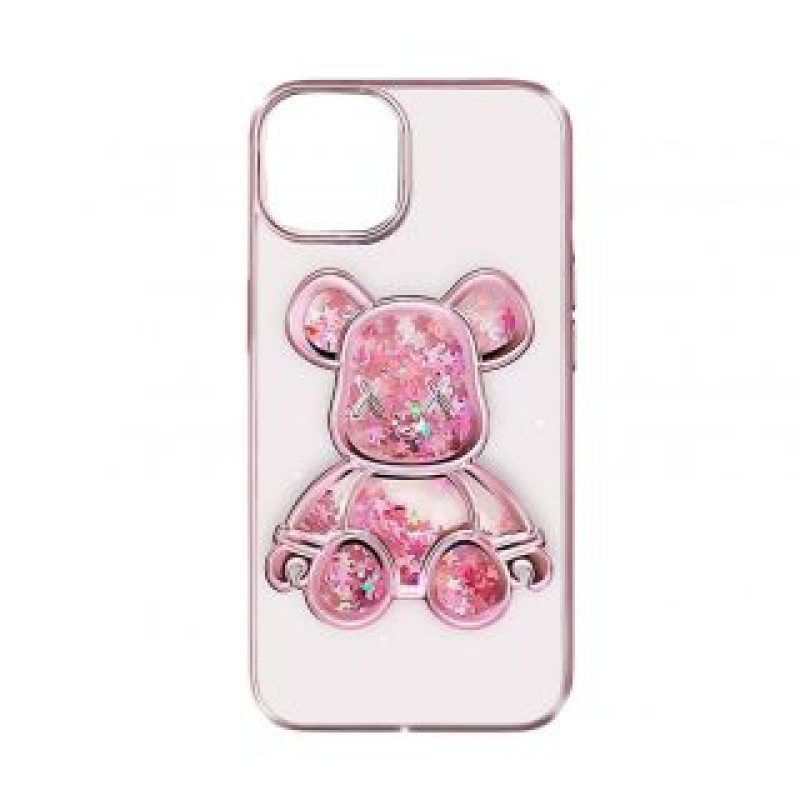 Ilike Aizmugurējais vāciņš iLike Apple iPhone 14 Silicone Case Print Desire Bear Pink