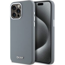 Dkny Aizmugurējais vāciņš DKNY - DKNY Liquid Silicone Silver Metal Logo MagSafe Case for iPhone 15 Pro Max Grey