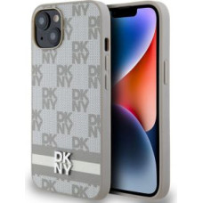 Dkny Aizmugurējais vāciņš DKNY - DKNY PU Leather Checkered Pattern and Stripe Case for iPhone 14 Beige