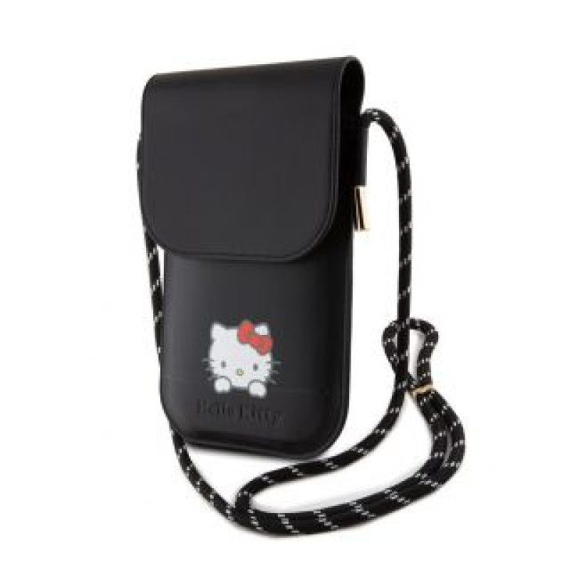 Hello Kitty Aizmugurējais vāciņš Hello Kitty - Hello Kitty PU Leather Daydreaming Logo Wallet Phone Bag Black