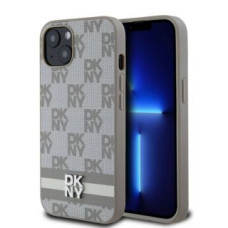 Dkny Aizmugurējais vāciņš DKNY - DKNY PU Leather Checkered Pattern and Stripe Case for iPhone 13 Beige