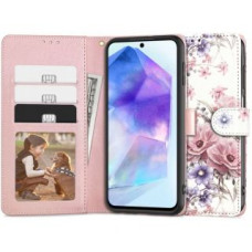 Tech-Protect Aizmugurējais vāciņš Tech-Protect  Tech-Protect Wallet case for Samsung Galaxy A55 5G - pink flowers