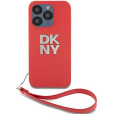 Dkny Aizmugurējais vāciņš DKNY - DKNY PU Leather Stack Logo Wrist Strap Case for iPhone 14 Pro Red