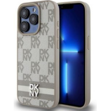 Dkny Aizmugurējais vāciņš DKNY - DKNY PU Leather Checkered Pattern and Stripe Case for iPhone 13 Pro Max Beige