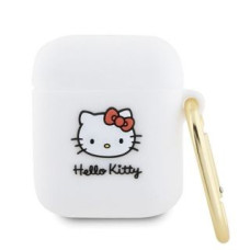 Hello Kitty Cits mobilo telefonu aksesuārs Hello Kitty  Hello Kitty Silicone 3D Kitty Head case for AirPods 1/2 - white