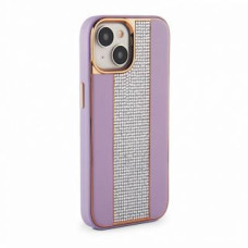 Ilike Aizmugurējais vāciņš iLike Apple iPhone 15 Diamonds and Leather Case Pink Sand