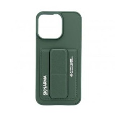 Ilike Aizmugurējais vāciņš iLike Apple iPhone 15 Pro LEATHER HIDDEN POCKET STAND COVER Green