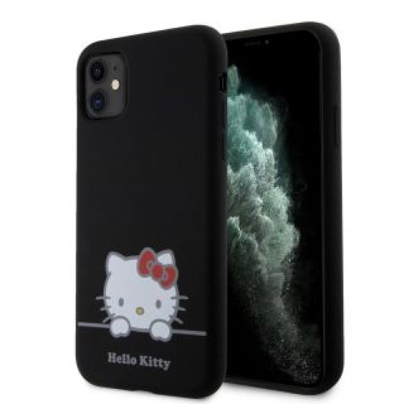 Hello Kitty Aizmugurējais vāciņš Hello Kitty - Hello Kitty Liquid Silicone Daydreaming Logo Case for iPhone 11 Black