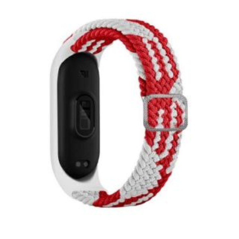 Beline Siksniņa Beline  Beline pasek Mi Band 7/6/5 Textile red/white  czerwony/biały