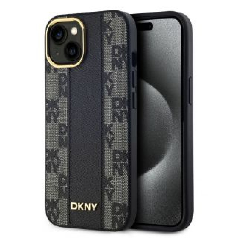 Dkny Aizmugurējais vāciņš DKNY Apple DKNY PU Leather Checkered Pattern Magsafe Case for iPhone 15 Black