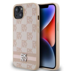 Dkny Aizmugurējais vāciņš DKNY - DKNY PU Leather Checkered Pattern and Stripe Case for iPhone 13 Pink