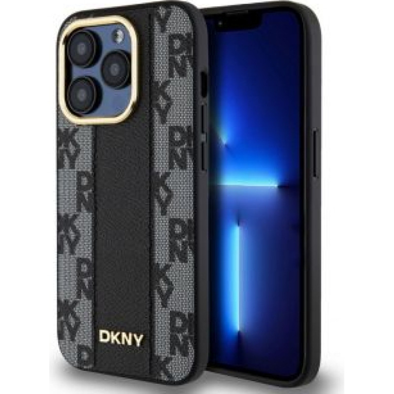 Dkny Aizmugurējais vāciņš DKNY Apple DKNY PU Leather Checkered Pattern Magsafe Case for iPhone 15 Pro Black