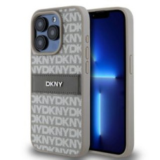 Dkny Aizmugurējais vāciņš DKNY - DKNY PU Leather Repeat Pattern Tonal Stripe Case for iPhone 14 Pro Max Beige