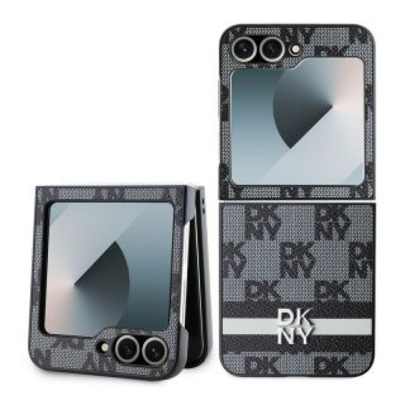 Dkny Atveramie maciņi DKNY - DKNY PU Leather Checkered Pattern and Stripe Case for Samsung Galaxy Z Flip 6 Black