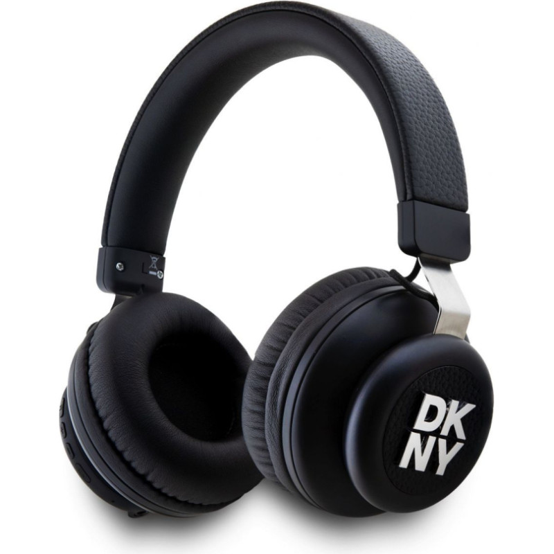 Dkny Bezvadu austiņas DKNY  PU Leather Stack Logo Wireless Headphone Black