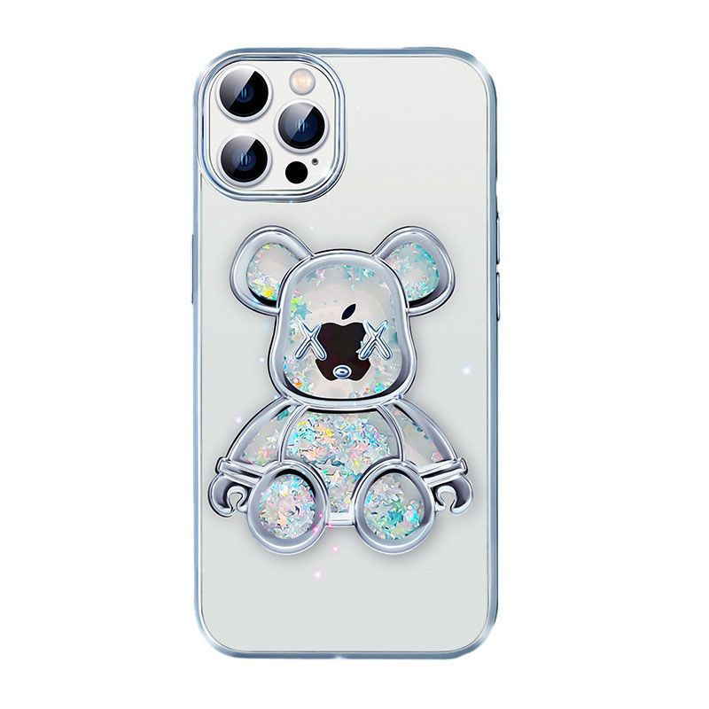 Ilike Aizmugurējais vāciņš iLike Apple iPhone 15 Pro Silicone Case Print Desire Bear Silver