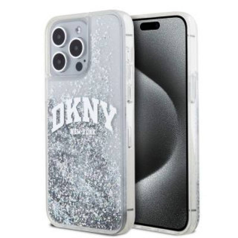 Dkny Aizmugurējais vāciņš DKNY - DKNY Liquid Glitter Arch Logo Case for iPhone 15 Pro Max Transparent