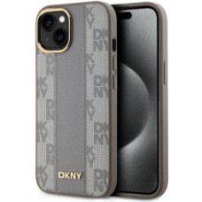 Dkny Aizmugurējais vāciņš DKNY Apple DKNY PU Leather Checkered Pattern Magsafe Case for iPhone 15 Beige