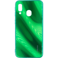 Evelatus Aizmugurējais vāciņš Evelatus Samsung Galaxy A40 Water Ripple Full Color Electroplating Tempered Glass Case Green