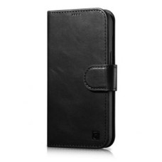 Icarer Aizmugurējais vāciņš iCarer - Oil Wax Wallet Case 2in1 Case iPhone 14 Leather Flip Cover Anti-RFID black (WMI14220721-BK)