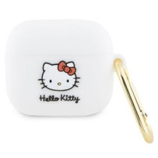 Hello Kitty Cits mobilo telefonu aksesuārs Hello Kitty  Hello Kitty Silicone 3D Kitty Head case for AirPods 3 - white