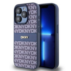 Dkny Aizmugurējais vāciņš DKNY - DKNY PU Leather Repeat Pattern Tonal Stripe Case for iPhone 15 Pro Blue