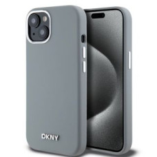 Dkny Aizmugurējais vāciņš DKNY - DKNY Liquid Silicone Silver Metal Logo MagSafe Case for iPhone 15 Grey