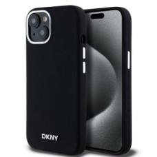 Dkny Aizmugurējais vāciņš DKNY - DKNY Liquid Silicone Silver Metal Logo MagSafe Case for iPhone 15 Black