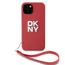 Dkny Aizmugurējais vāciņš DKNY Apple DKNY PU Leather Stack Logo Wrist Strap Case for iPhone 14 Red