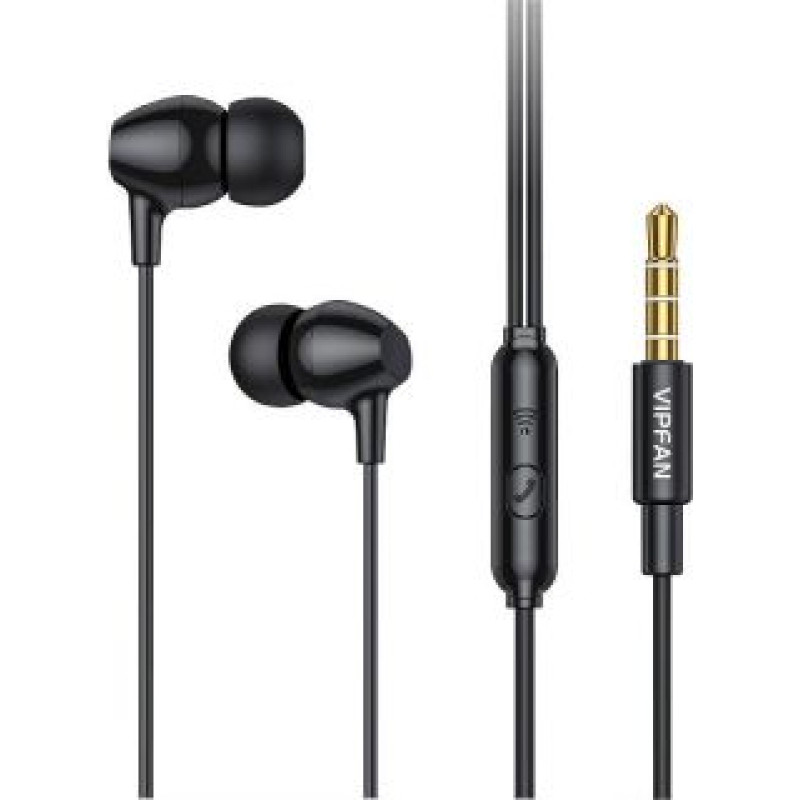 Vipfan Vadu austiņas Vipfan  Wired in-ear headphones VFAN M16, 3.5mm jack, 1m (black)