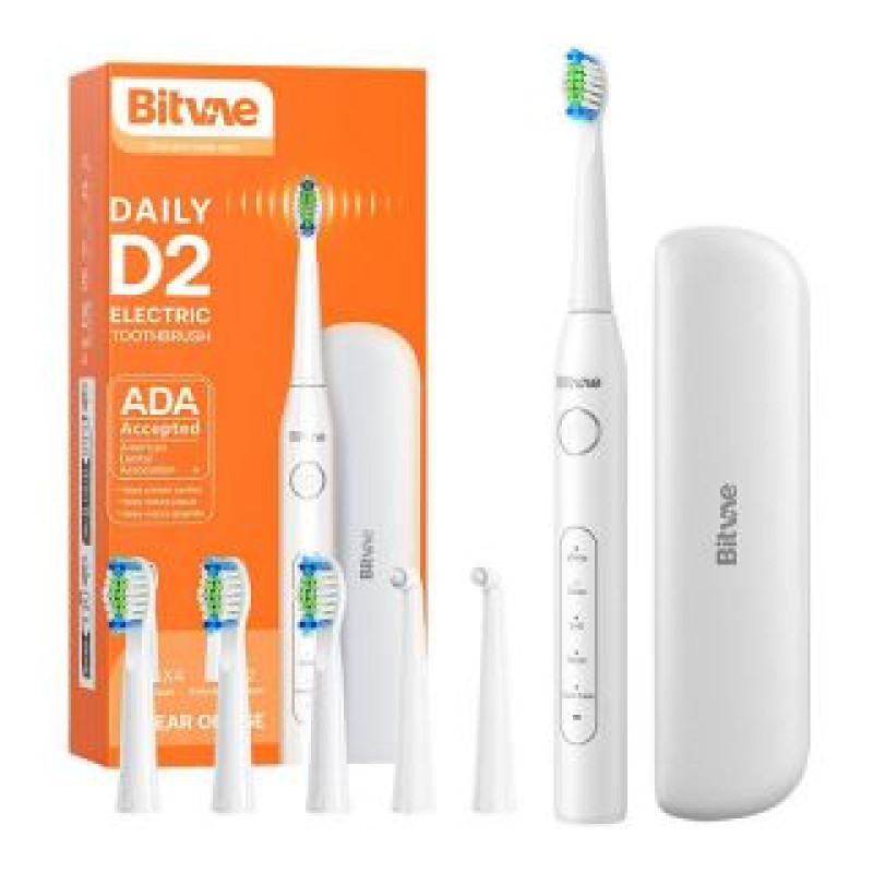 Bitvae Zobu birste Bitvae  Sonic toothbrush with tips set and travel case D2 (white)