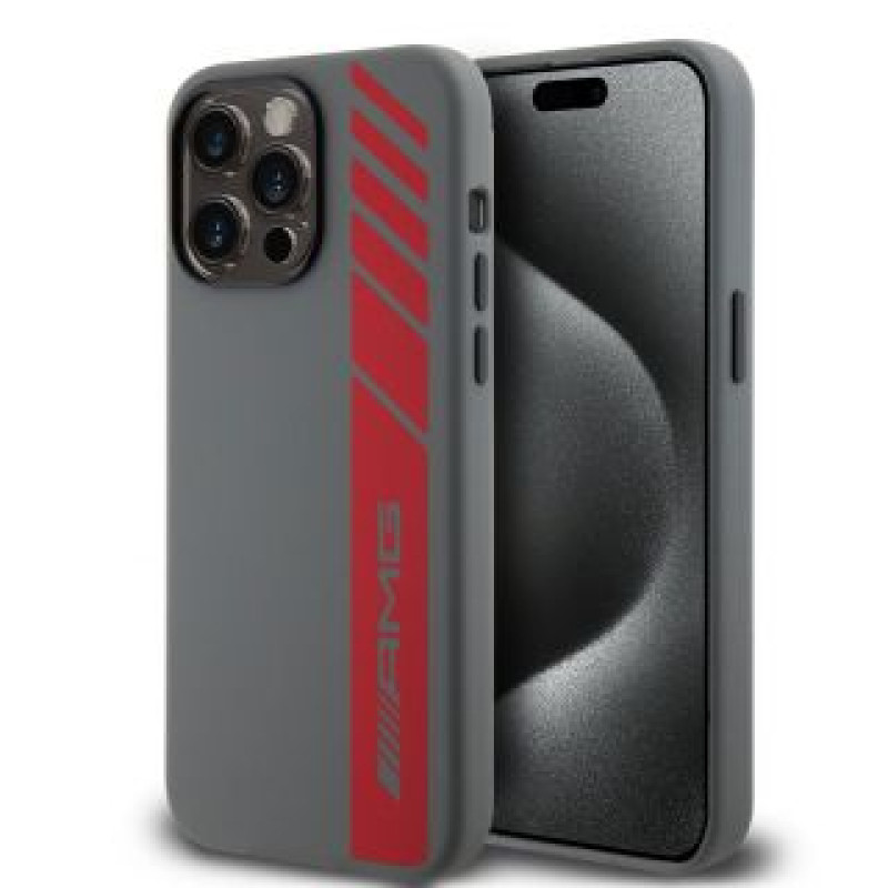 AMG Aizmugurējais vāciņš AMG - AMG Liquid Silicone Vertical Logo MagSafe Case for iPhone 15 Pro Max Grey