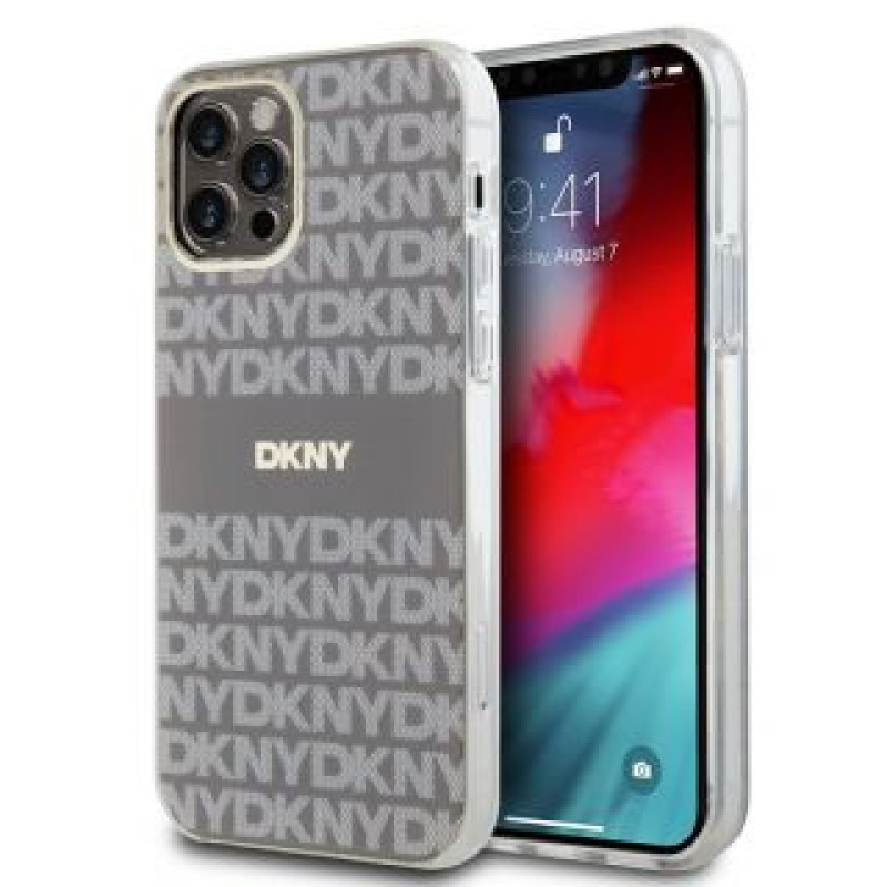 Dkny Aizmugurējais vāciņš DKNY - DKNY PC/TPU Repeat Pattern Tonal Stripe Magsafe Case for iPhone 12/12 Pro Beige