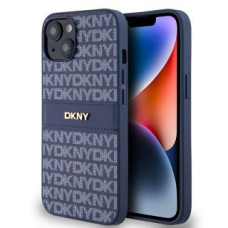 Dkny Aizmugurējais vāciņš DKNY - DKNY PU Leather Repeat Pattern Tonal Stripe Case for iPhone 14 Blue