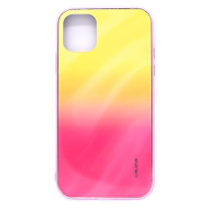 Evelatus Aizmugurējais vāciņš Evelatus Apple iPhone 11 Water Ripple Full Color Electroplating Tempered Glass Gradient Yellow-Pink