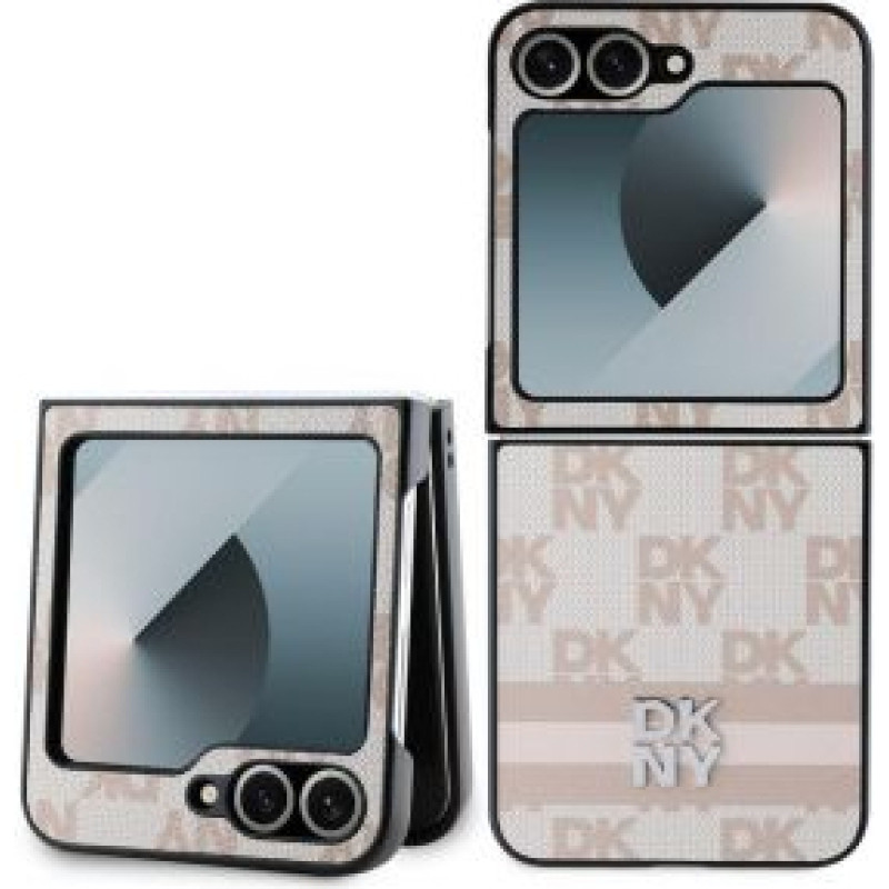 Dkny Atveramie maciņi DKNY - DKNY PU Leather Checkered Pattern and Stripe Case for Samsung Galaxy Z Flip 6 Pink