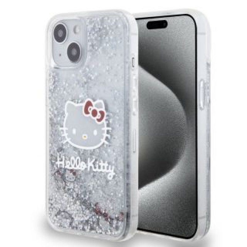 Hello Kitty Aizmugurējais vāciņš Hello Kitty - Hello Kitty Liquid Glitter Electroplating Head Logo Case for iPhone 12/12 Pro Transparent