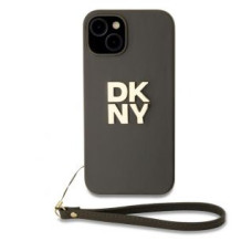 Dkny Aizmugurējais vāciņš DKNY - DKNY PU Leather Stack Logo Wrist Strap Case for iPhone 14 Brown