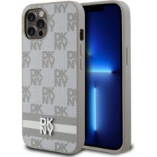 Dkny Aizmugurējais vāciņš DKNY - DKNY PU Leather Checkered Pattern and Stripe Case for iPhone 12/12 Pro Beige