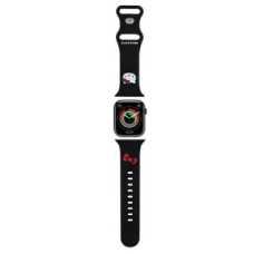 Hello Kitty Siksniņa Hello Kitty  Hello Kitty Pasek HKAWMSCHBLK Apple Watch 38/40/41mm czarny/black strap Silicone Kitty Head