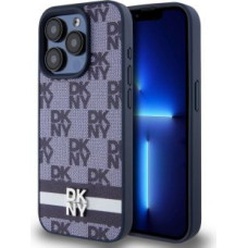 Dkny Aizmugurējais vāciņš DKNY - DKNY PU Leather Checkered Pattern and Stripe Case for iPhone 15 Pro Max Blue