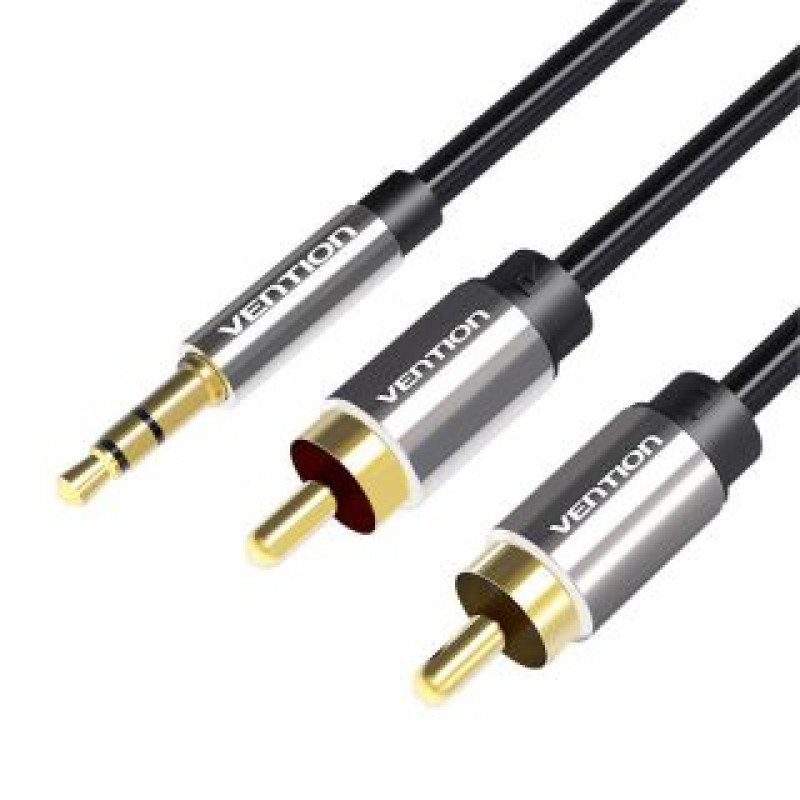 Vention Parveidotājs Vention  Cable Audio 2xRCA to 3.5mm Vention BCFBJ 5m (black)