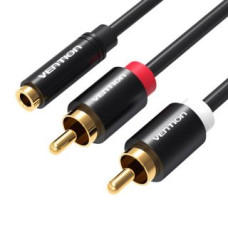 Vention Parveidotājs Vention  Cable Audio 3.5mm Female to 2x RCA Male Vention VAB-R01-B200 2m Black