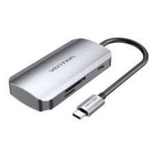 Vention Cita datorprece Vention  USB-C to 3x USB3.0 Docking Station, SD, TF, PD 0.15m Vention TNHHB, gray