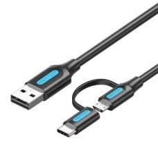 Vention Kabelis Vention  Cable 2in1 USB 2.0 to USB-C/Micro USB Vention CQDBF 1m (black)