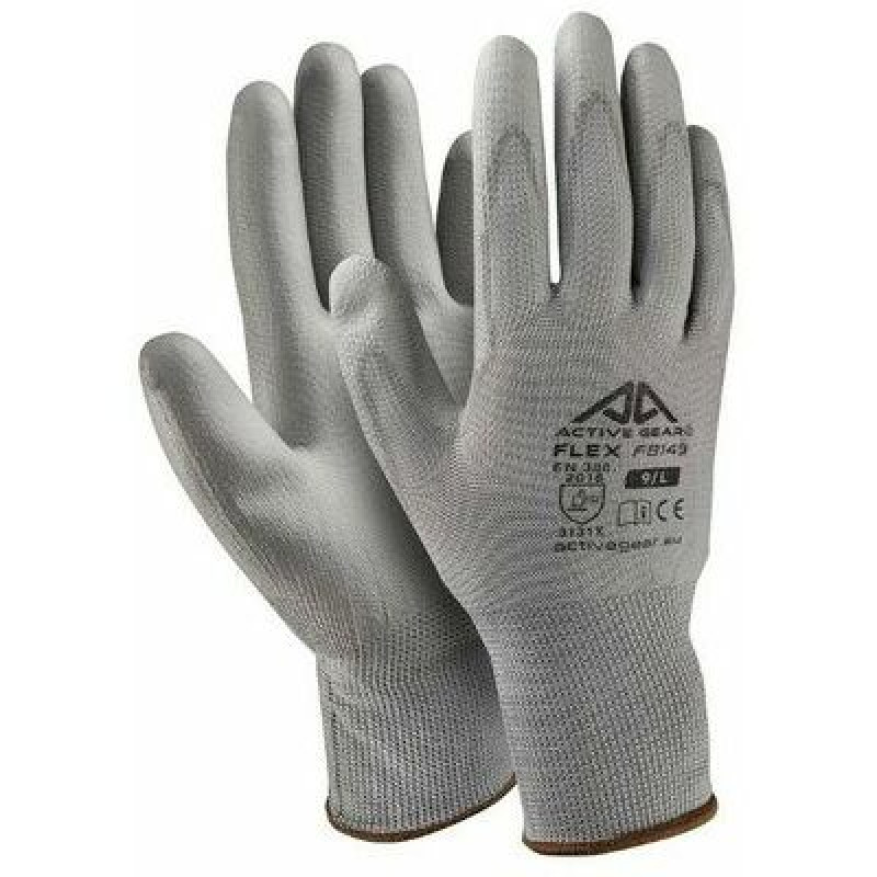 Active Gear GREY POLYURETHANE GLOVES XL