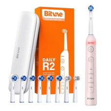 Bitvae Zobu birste Bitvae  Rotary  toothbrush with tips set and travel case Bitvae R2 (pink)