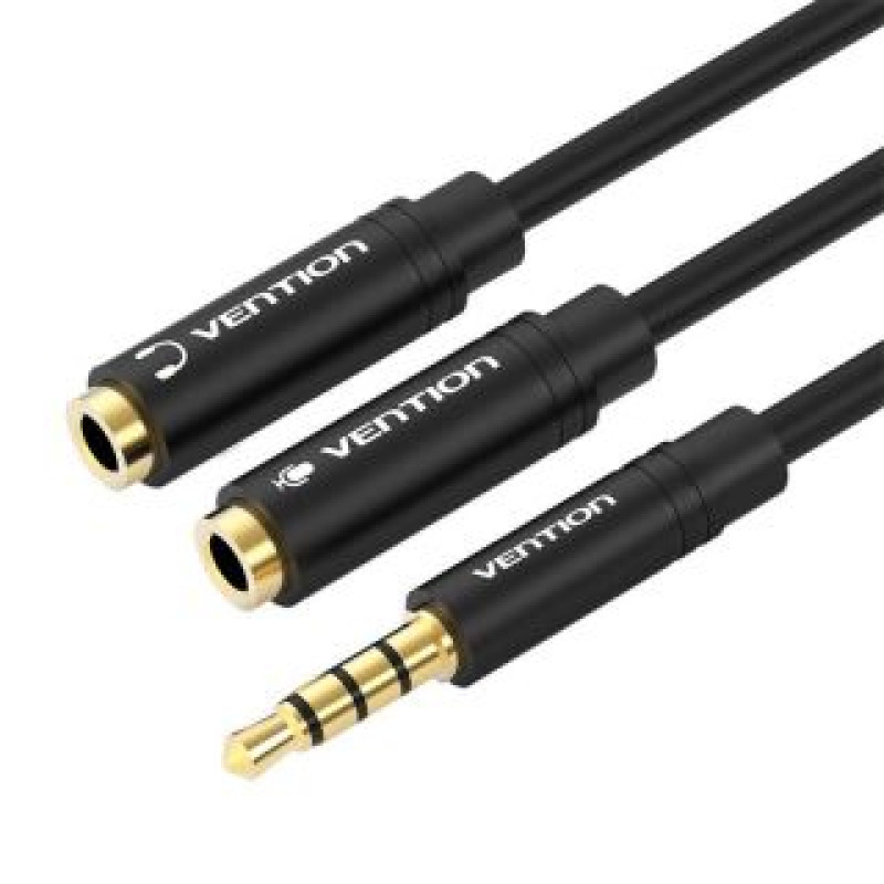 Vention Parveidotājs Vention  Cable Audio 3.5mm Male to 2x 3.5mm Female Vention BBVBY 0.3m (black)