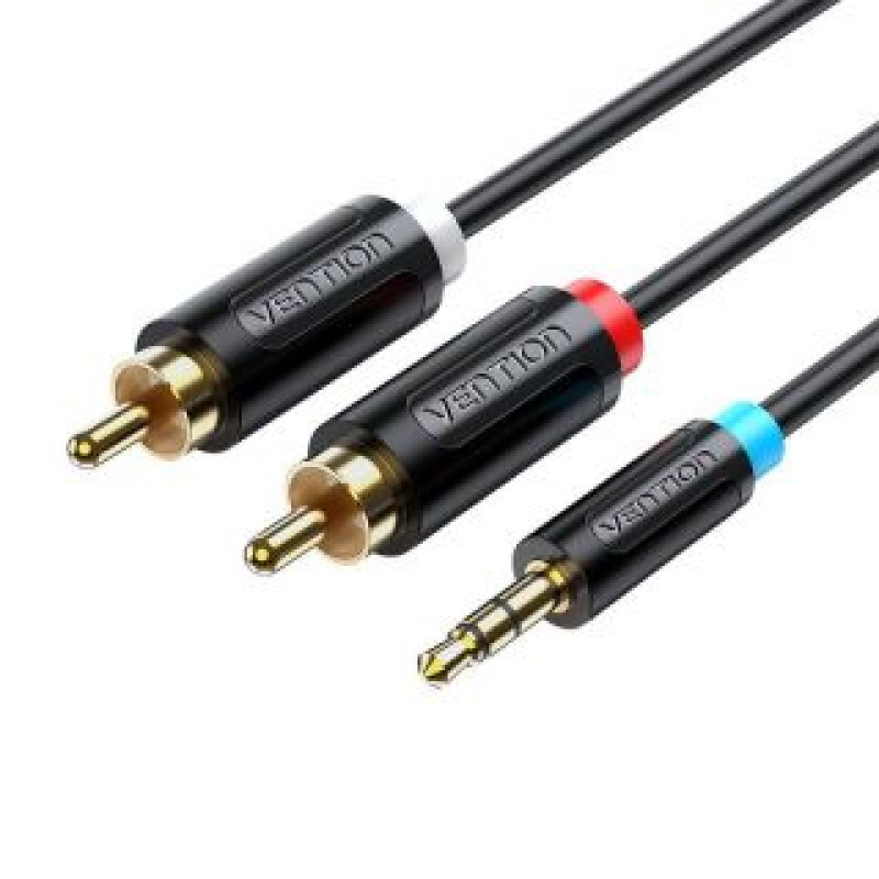 Vention Parveidotājs Vention  Cable Audio Adapter Cable 3.5mm Male to 2x Male RCA Vention BCLBJ 5m Black